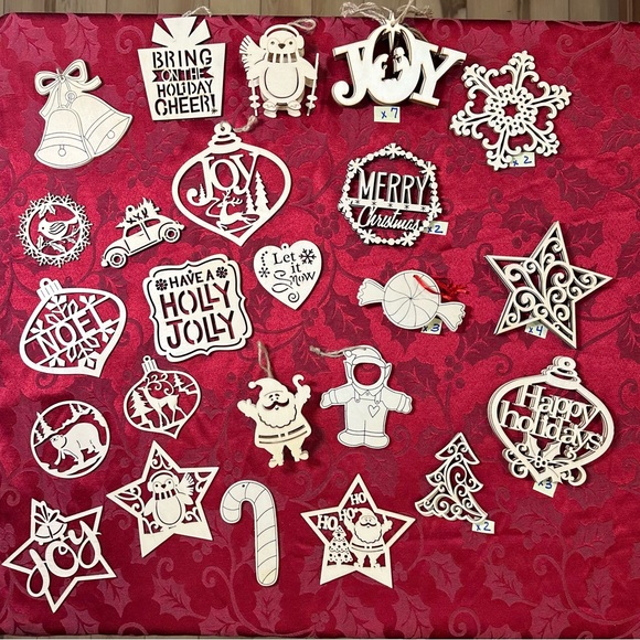 Other - DYI Unfinished Paintable Wood Holiday Ornament 40 Piece Set